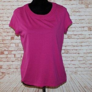 Talbots Braided Neck Pink Top Size Lp